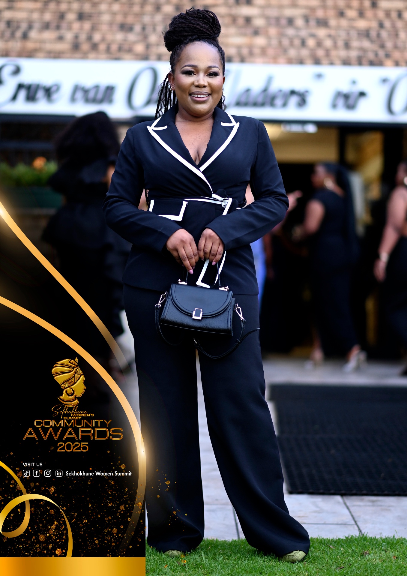 Delegate in tailored suit on the red carpet